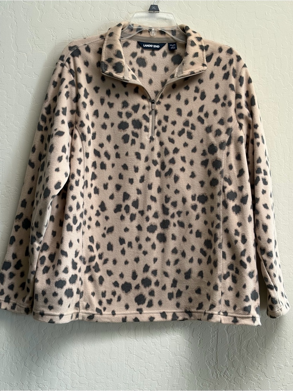 Lands End Cheetah Print 1/4 Zip Pullover